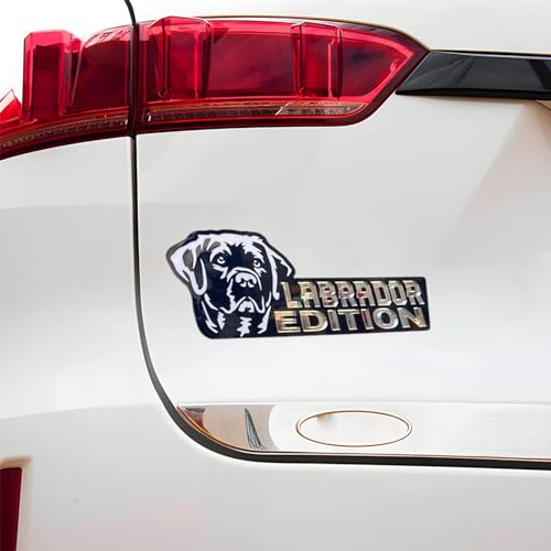 Image of Cute Dog Car Badge Laser Cutting Car Emblem,Funy 3D Acrylic Dogs Badge Rated Car Emblem Automotive Badge Decals and Stickers for Car, Truck, Rv, Boat Exterior Decoration (Black Labrador-A)