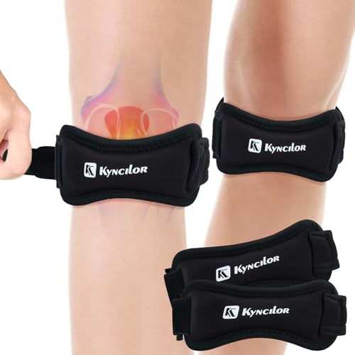 Muyohix 2 Piezas Cinta Rotuliana Rodilla, Rodillera Rotuliana Adjustable, Rodilleras Menisco y Ligamento, Rodillera Tendinitis Rotuliana, para Correr, Gym, Sujeta y Protege La Rodilla, Unisex (Negro)