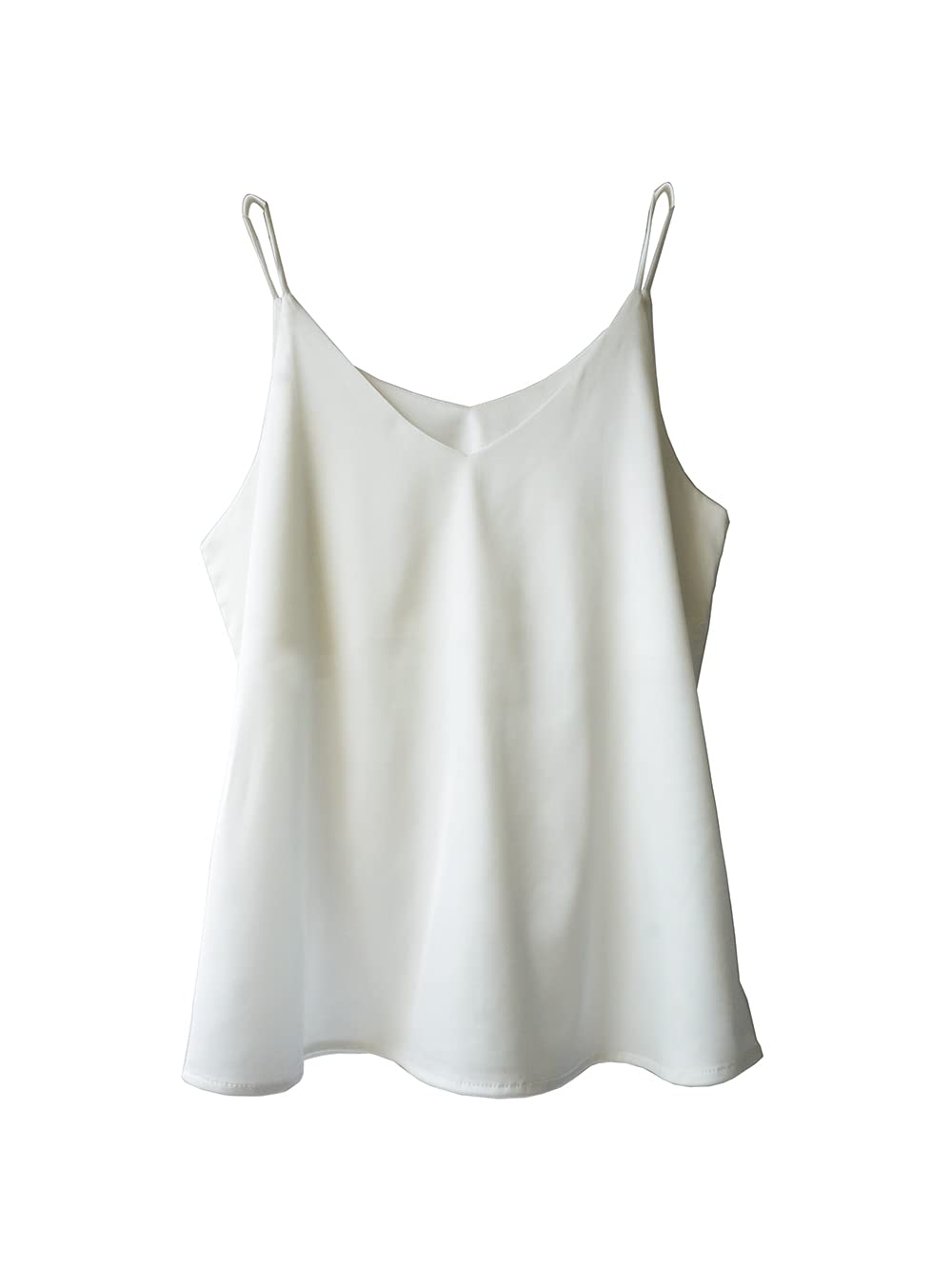 Wantschun Womens Silk Satin Camisole Cami Vest Top Blouse Tank Shirt V-Neck Spaghetti Strap Basic - White, 3X