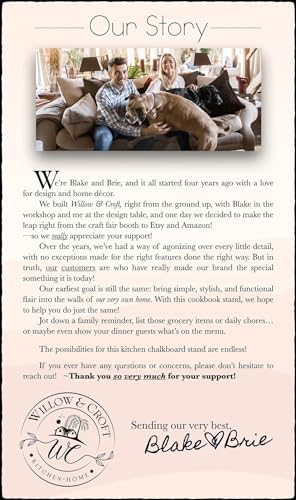 Willow & Croft 006 Recipe Holder. Cookbook Stand. Rustic Farmhouse Plate Display Stand thumb #5