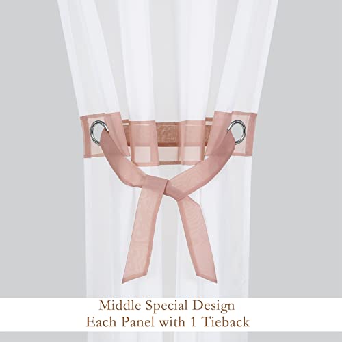 L.z.e Sheer Curtains 84 Inches Long 2 Panels Set, Pink Curtains For Living Room Bedroom Window Curtains With Tiebacks For Semi Sheer Curtains Grommet Top Home Decoration (56" W X 84" L Pink) #TOP3