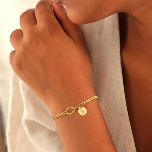 Turandoss Gold Initial Bracelets for Women Girls Gifts - 14K Gold Plated Love Knot Letter A-Z Initial Bracelet Dainty Forever Infinity Bracelet Jewelry Gifts for Women Girls Lover Bridesmaids Friends2