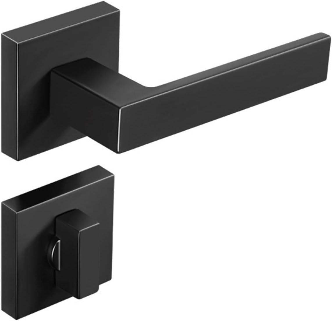 Zinc Alloy Invisible Door Lock Key Hole Bedroom Background Wall Double-Sided Lock Wooden Door Lock Indoor Hidden Door Split Single-Sided Lock(Square-SubBlack-Keyless)