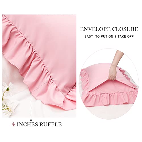 image for PiccoCasa Brushed Ruffle Pillowcases 2 Pack, Soft Breathable Pillow Co