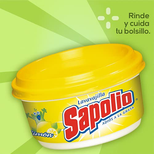 Sapolio Lavavajilla Lemon + Esponja/Sapolio Dishwasher Paste Yellow + Sponge 12.6 Oz. #TOP5