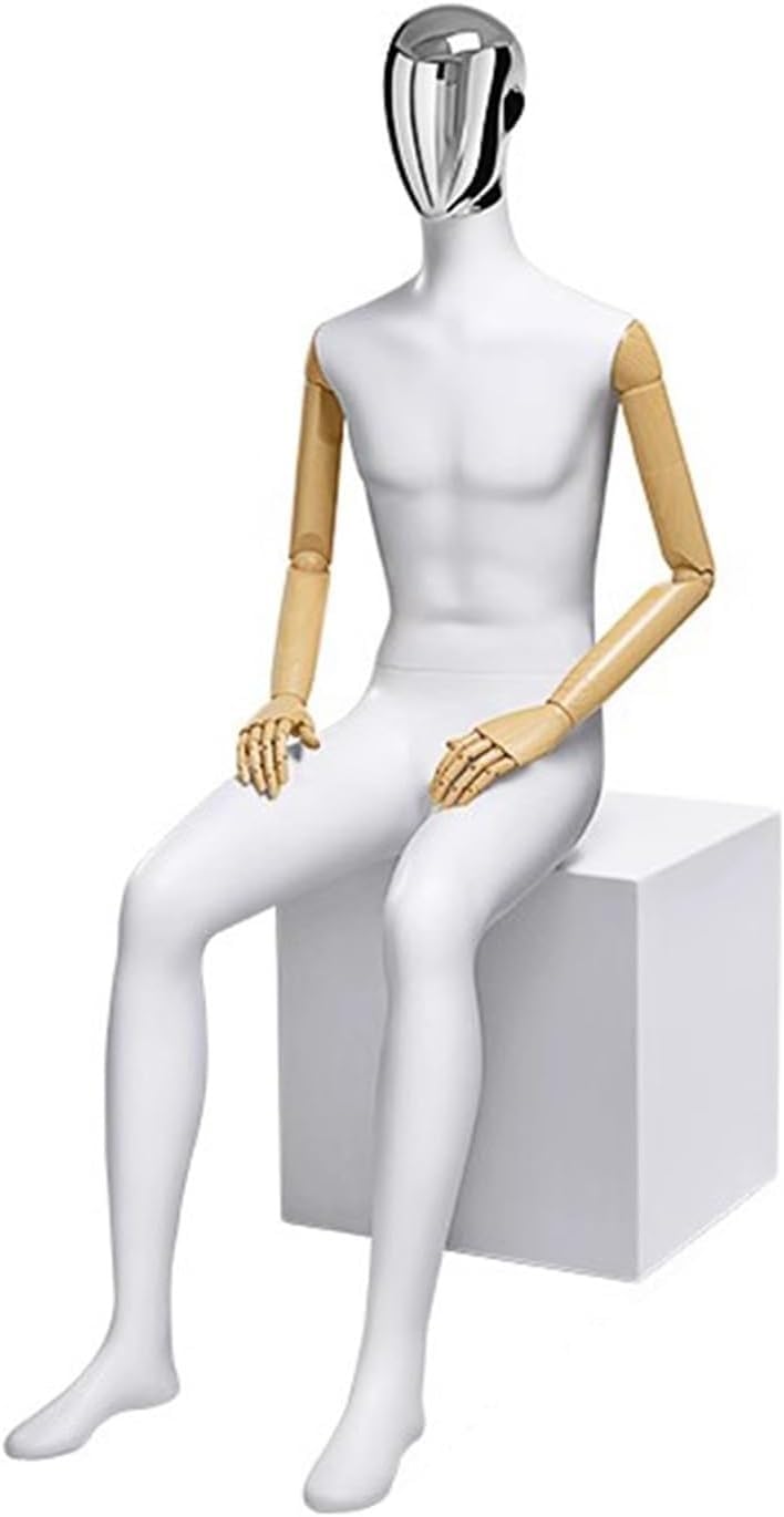 CONGRUI Showcase Male Body Retail Mannequin, Solid Wood Arms Can Rotate And Pose Detachable Manikin(Silver)