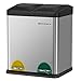 SONGMICS Pattumiera, Cestino per Smaltimento di Pattumiera di 30 Litri, 2 x 15L, Cestino di Pattumiera con Secchi Interni, Pedali Colorati, per Cucina, Soggiorno, Argento e Nero LTB30L
