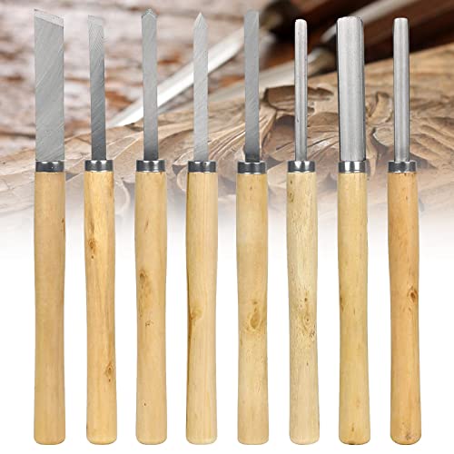 Tornio in Legno Set Tornitura, Set Di Scalpelli Per Tornire Il Legno, 8 Pezzi, Tornio A Scalpello Set Tornitura Utensili Per Legno Sgorbio Inclinazione Partimento, Scalpelli Per Intaglio
