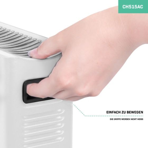 VONROC Calefactor de convección - 2000W - Blanco - Con ventilador turbo - Termostato regulable - 2 posiciones de calefacción - Para habitaciones de hasta 24m2 - Diseño moderno