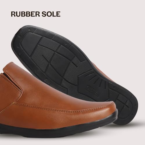 Image of FAUSTO Men Formal Back Open Memory Cushioned Insole Slip On Shoes | Office, Meetings, Event Slip Ons with Comfort All Day Long | Semi Formal Outfit Shoe, Anti Skid Rubber Sole
