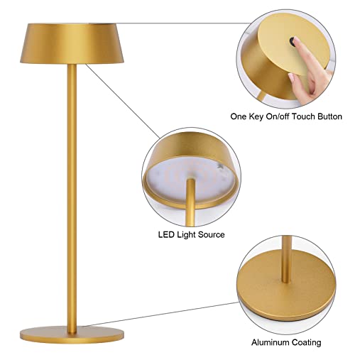Ralbay 2 Pack Gold Cordless Table Lamp,Rechargeable Led Table Lamp,Ip54 Waterproof Outdoor Battery Operated Stepless Dimming 5000Mah Outdoor Table Lamp For Indoor Outdoor Coffee Dining Table Lights #TOP4