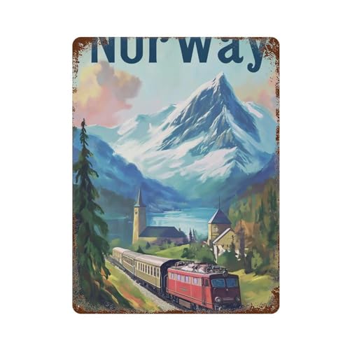 Art vintage Nor Way | Décoration murale rétro en fer de haute précision, 40 x 30 cm