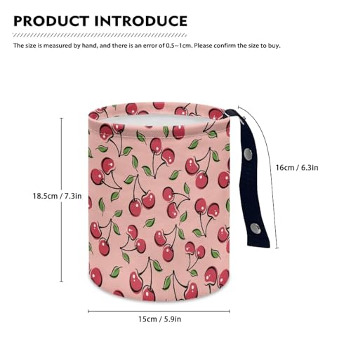 Image of Hanging Car Garbage Bag Cute Cherry Printed for Car Front Seat, Back Seat, Floor, Garbage Bin Decoration Portable Car Rubbish Bin