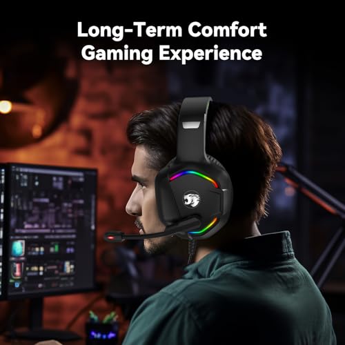 Image of Gaming Headset with Microphone for Pc, Xbox One Series X /s, Ps4, Ps5, Switch, Stereo Wired Noise Cancelling Over-Ear Headphones with Mic, RGB, for Computer, Laptop, Mac, Nintendo (Green)