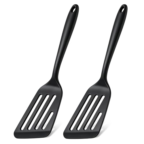 TeamFar Silicone Fish Spatula Set of 2, Heat Resistant Slotted