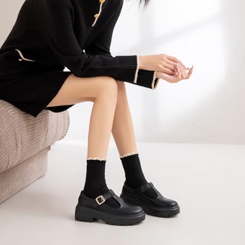 Ruiatoo Women Mary Jane Dress Shoes Platform Loafers Low Heel Chunky Pumps Round Toe Oxford Shoes4