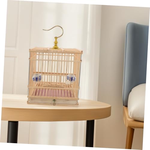 Cage à oiseaux bambou habitat rectangulaire pour inséparables et chardonnerets