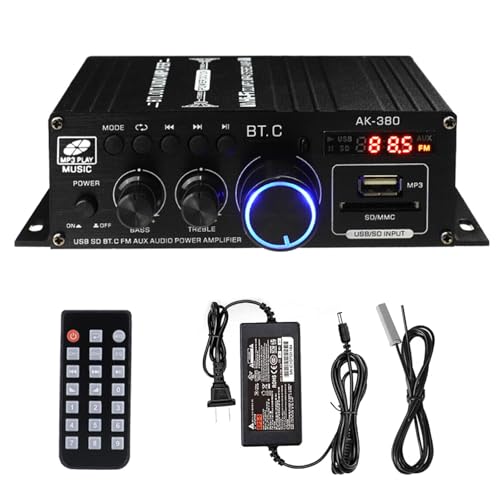 WOOPKER I[fBIAv AK380 BluetoothAv Rt 2.0CH HiFiXeIAvV[o[ Bluetooth/USB/AUX/RCA͂FMWI@\T|[g (12V/5A DCdt)