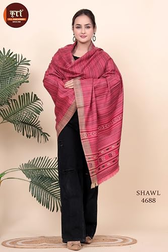 Image of KRITI Paisley Design Woollen Beige Color Shawl For Women