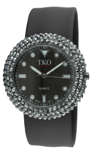 TKO ORLOGI Women 's tk613bkXtXL[crystal-accented Watch with Blacko[oh