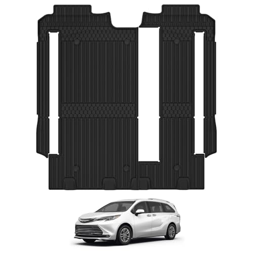 3W Floor Mat Fit Toyota Sienna 2021-2025 (Only for 8 Seat), TPE All Weather Custom Fit Floor Liner for Toyota Sienna LE/XLE 2nd and 3rd Row Car Mats, Black