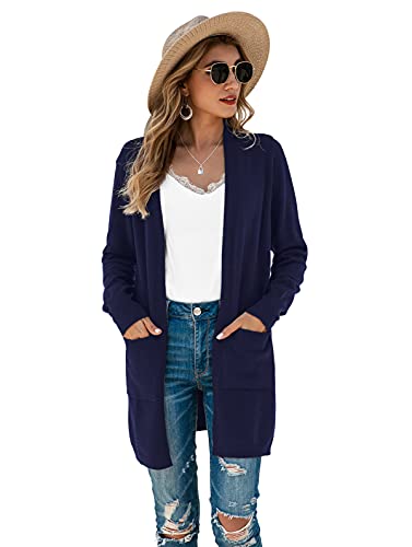 Image of TASAMO Cardigan Sweaters for Women Long Sleeve Open Front Casual Knit Fall Coat Oversized Soft Outwear with Pockets
