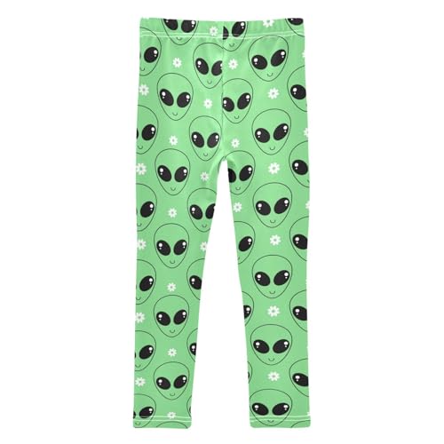 Girls Leggings Soft Toddler Ankle Length Bottoms Alien Kids Dance Yoga Pants 4-10 Years2