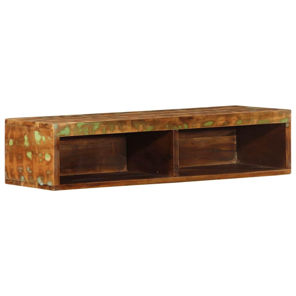 Mueble TV de pared madera reciclada maciza 80x30x19 cm estante colgante