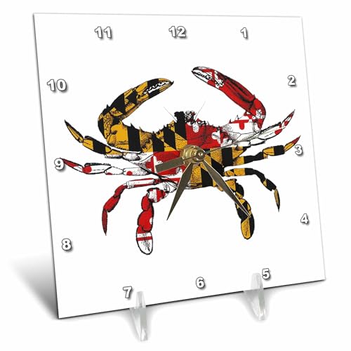 3dRose Maryland Crab Flag. - Desk Clock, 6 by 6-Inch (dc_193242_1)