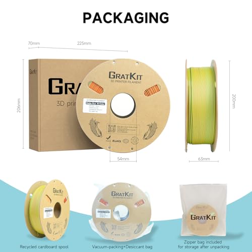 Image of Gratkit Matte Tri-Color PLA Filament,Coextrusion PLA Filament 1.75mm, + /-0.03mm, 1KG /Roll, High Speed Matte PLA,Topaz