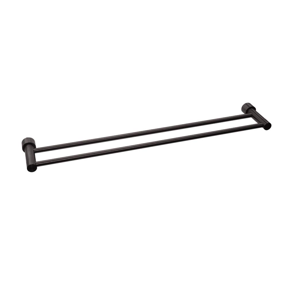 Barre porte-serviettes double en aluminium marron et noir pour rangement mural