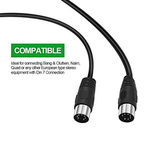 Cable de 7 pines Mini DIN S-Video macho conector analógico auxiliar de 1 metro 5