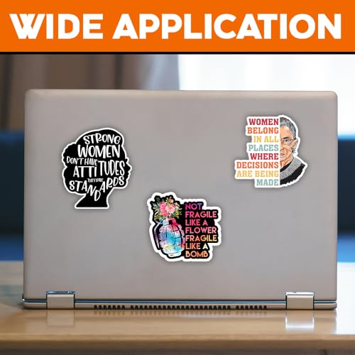 Image of MAIANEY (3 Pcs) Strong Women Affimation Feminist Stickers Womens Rights Stickers Not Fragile Like A Flower Women's History Month Gifts Women's Day Gifts Decorations Laptop Water Bottle Phone Window