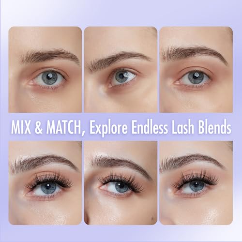 Image of Cluster Lashes Wispy Lash Clusters Soft D+ Curl Eyelash Clusters Russian Lashes Clusters DIY Eyelash Extensions at Home,Thin Bank MIX (703+705)