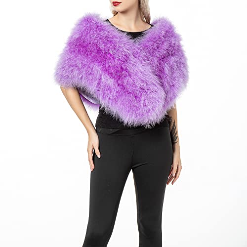 Women Turkey Ostrich Natural Feather Shawl Small Cape for Party Wedding2