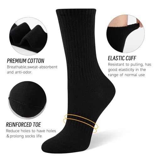 COOVAN Womens Crew Socks Casual Athletic Gym LightWeight Thin Cotton Socks 6 Pairs4