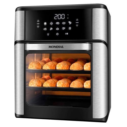 Fritadeira Air Fryer Oven 12L 2000W 2em1 Antiaderente Funções Pré-Programadas Grande Capacidade (127,Preto com Inox)