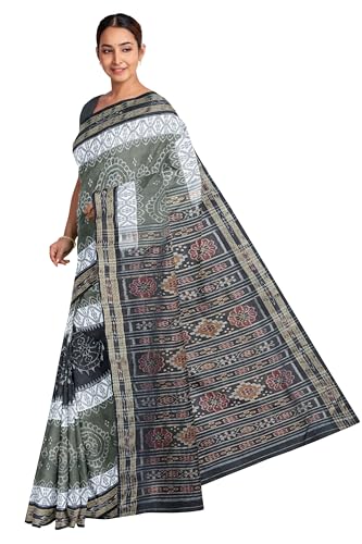 Image of COTTONSILK & KHANDUAPATA Odisha Sambalpuri Handloom Ikat Women Cotton Saree, Odisha Handloom Handmade Pure Cotton Khandua Saree, Ikkat Orissa Traditional Handloom Saree Without Blouse 12