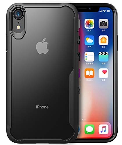 Solimo TPU+Plastic Transparent Black Bumper Case (Hard Back & Soft Bumper Cover) with for Apple iPhone Xr - Black