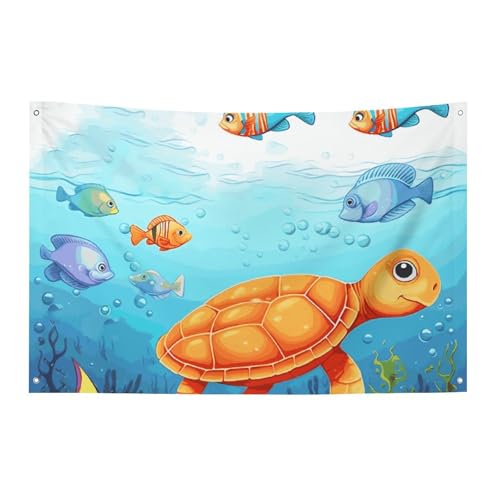 Drapeau de jardin saisonnier tortue contre la decoration terne pour cour et fete exterieure