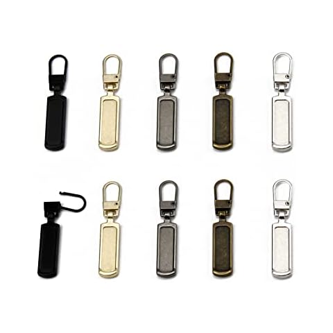 TOPASION Metal Zipper Pull Replacement for Small Holes, Detachable, Repair for Jacket, Bag Boots, Purse, Coat, Pants (10 Pcs 5color) Cover
