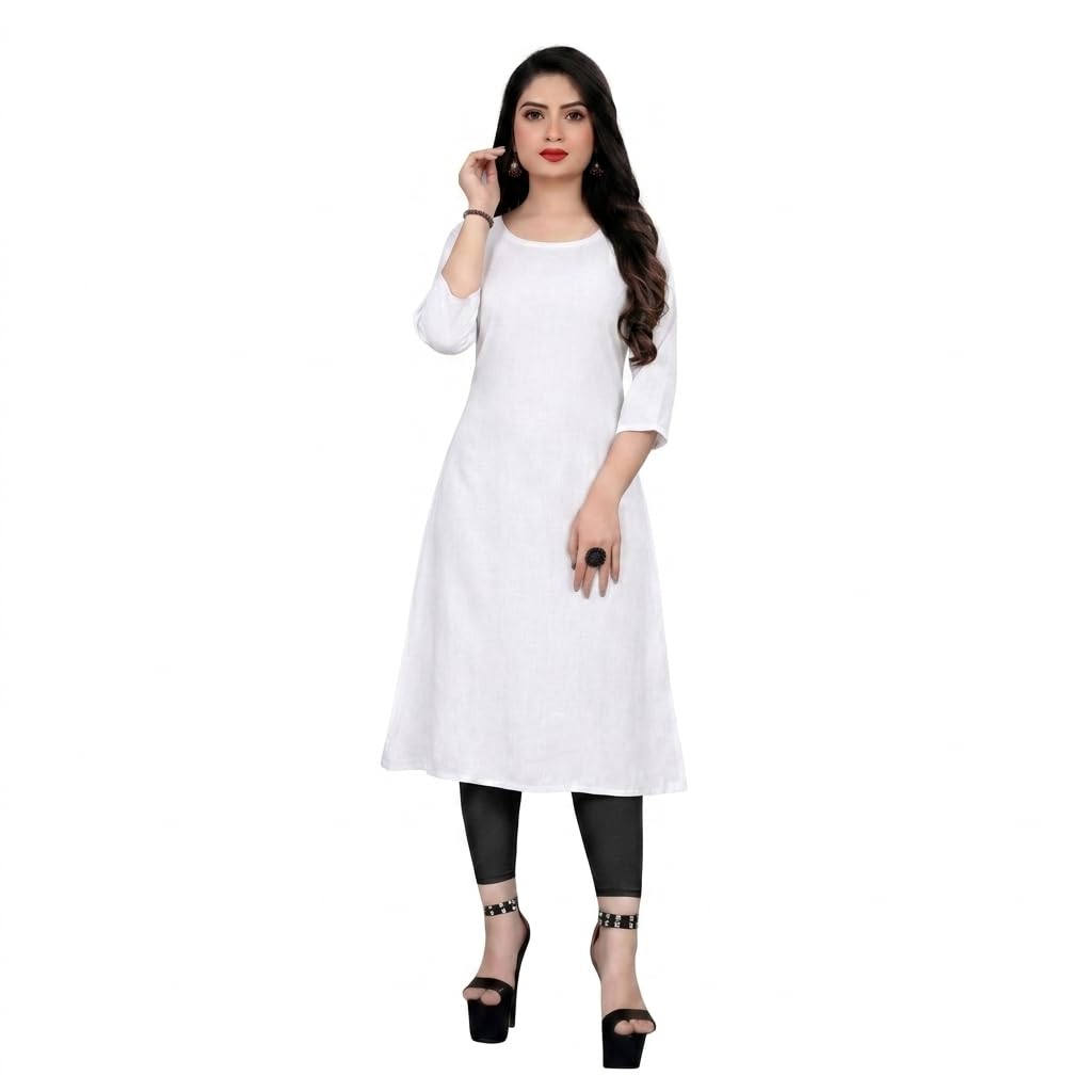 Women's Plain Crepe Short Kurti | 3/4 Sleeve Ethnic Tunic Top for Office & Casual Wear | Chic & Cozy Indian Kurta for Everyday Wear-image-31