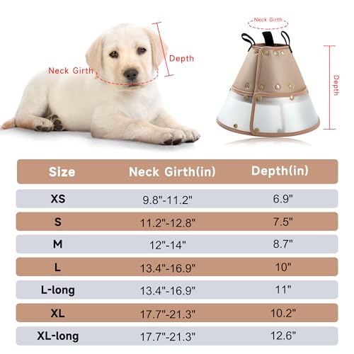 Image of Soft Dog Cone Collar for Large Medium Small Dogs After Surgery, Adjustable Pet Recovery E-Collar, Elizabethan Collar for Dogs and Cats, Tan Large