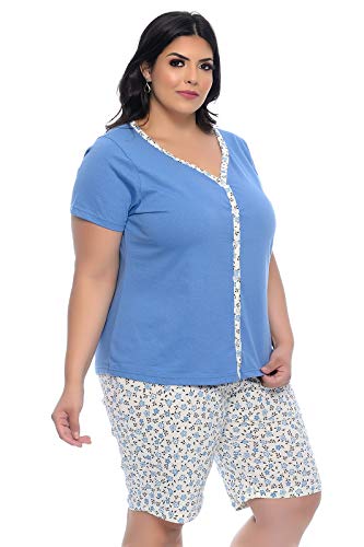 Pijama Plus Size Azul Claro com Abertura-52