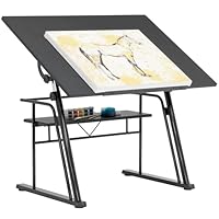 STUDIO DESIGNS Zenith Craft Desk Drafting Table, Top Adjustable Drafting Table Craft Table Drawing Desk Hobby Table Writing Desk Studio Desk, Black, 13340