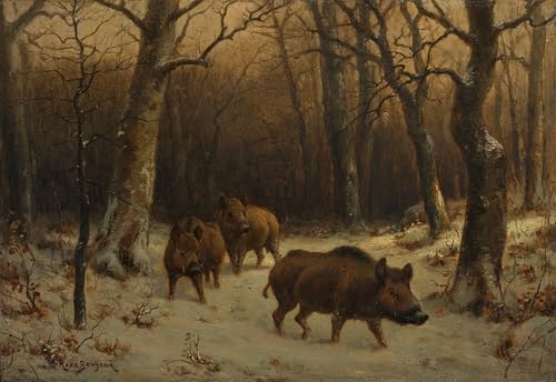 Lienzo jabalíes en la nieve Rosa Bonheur cuadro decorativo para tapar paredes vacías