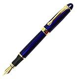pluma fuente en ingles medio plumín Gullor Pluma de Jinhao fuente x450 profundo giro azul y oro