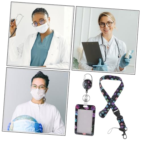 Tarjetero colgante para evitar pérdidas, funda de identificación con cordón para hospital 3