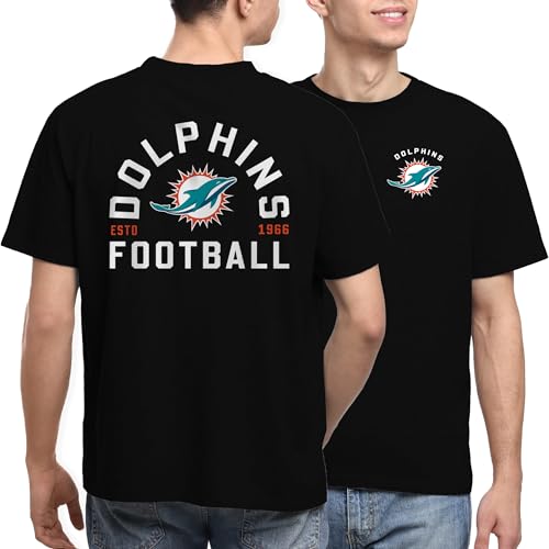 Junk Food NFL - Unisex Adult Short Sleeve Fan Tee - Miami Dolphins Classic Arched - Officially Licensed - Black - 2XL