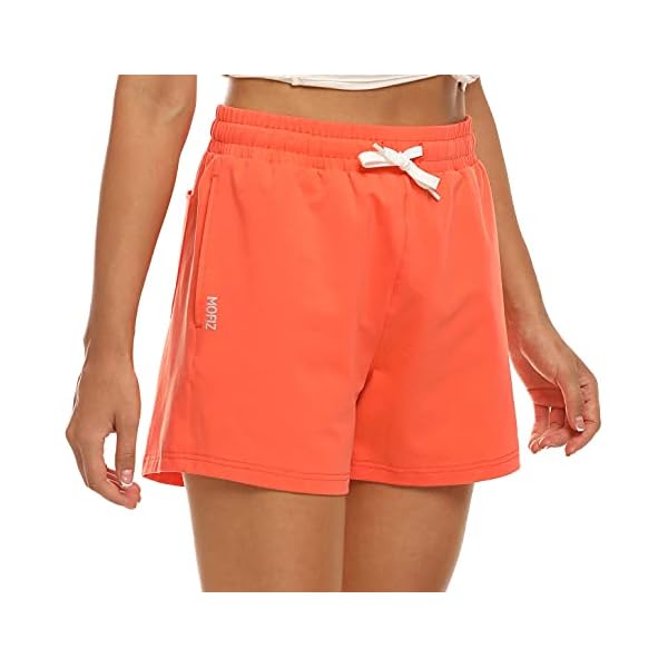 JINSHI-Women-Casual-Lounge-Shorts-Elastic-Waist-Shorts-for-OutdoorsCamping-Comfy-Snug-Bottoms-Running-Shorts JINSHI Women Sportswear Shorts,Athletic Bottoms, Running Athletic Jersey Shorts with Inner Pocket, Orange, XS